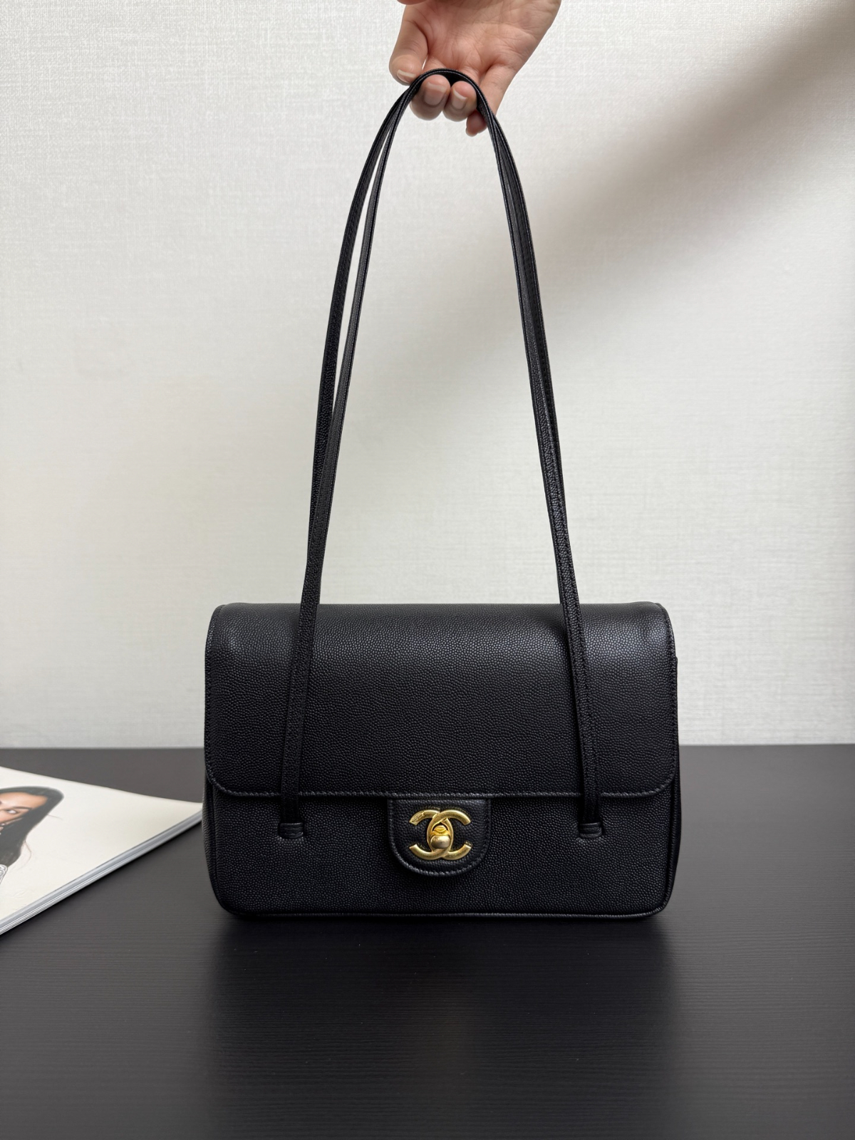 CHANEL 샤넬 싱글 플랩백 제니백 preppy coco 캐비어 22cm