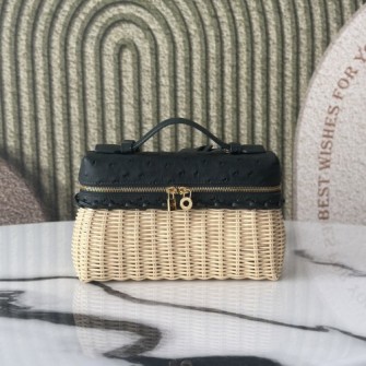 LORO PIANA 로로피아나 엑스트라 포켓 L19 이스트-웨스트 위커 타조가죽