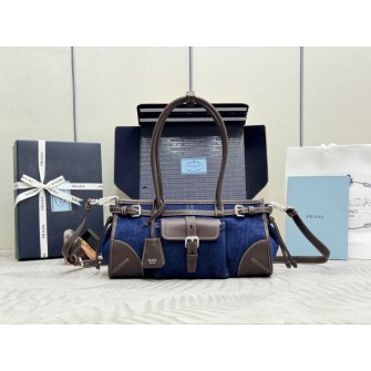 PRADA 프라다 보니 가죽 핸드백 32cm (데님)