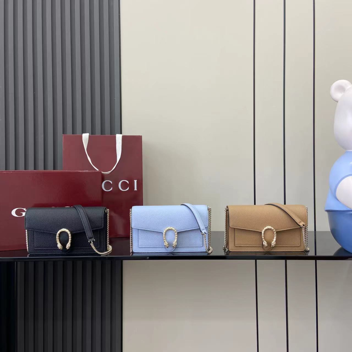 GUCCI 구찌 디오니서스 체인지갑 체인백 20cm (3칼라)