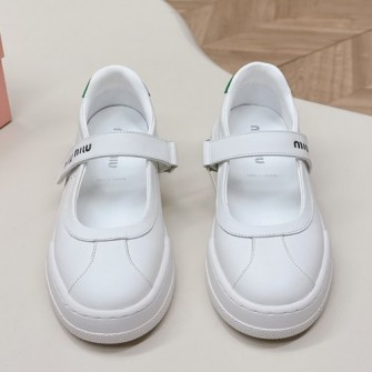 MIU MIU 미우미우 카프 레더 메리 제인 발레리나 슈즈