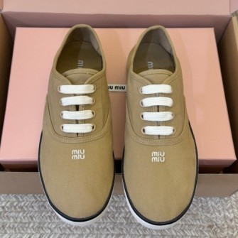 MIU MIU 미우미우 크리스탈 장식 캔버스 로우탑 스니커즈
