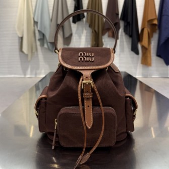 MIUMIU 미우미우 레터링로고 캔버스 백팩 미듐 #15851216