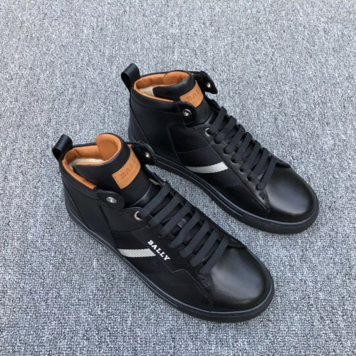 BALLY 발리 멘즈 카프레더 하이 탑 트레이너 인 블랙