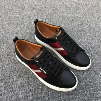 BALLY 발리 멘즈 레더 트레이너 인 블랙