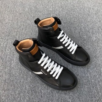 BALLY 발리 멘즈 카프레더 하이탑 트레이너 인 블랙