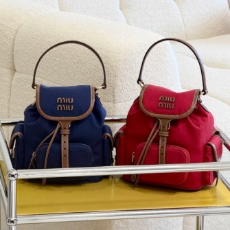 MIUMIU 미우미우 레터링로고 캔버스 백팩 미듐 5bc043