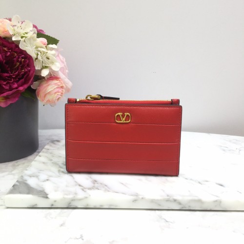 VALENTINO 발렌티노 송아지 가죽 VLOGO 지퍼 카드 케이스