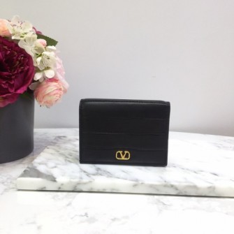 VALENTINO 발렌티노 송아지 가죽 VLOGO 플랩 카드 케이스