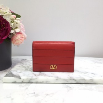 VALENTINO 발렌티노 송아지 가죽 VLOGO 플랩 카드 케이스